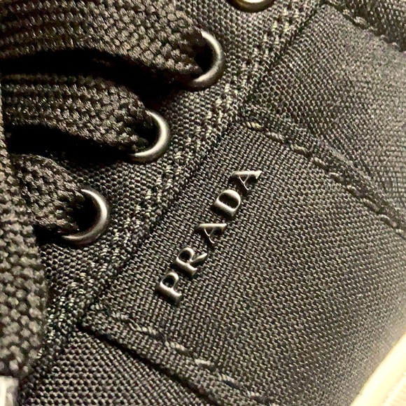 PRADA New! Fabric Nylon Leather Vintage Gabardine Sneakers Size 36 1/2 - Picture 8 of 13